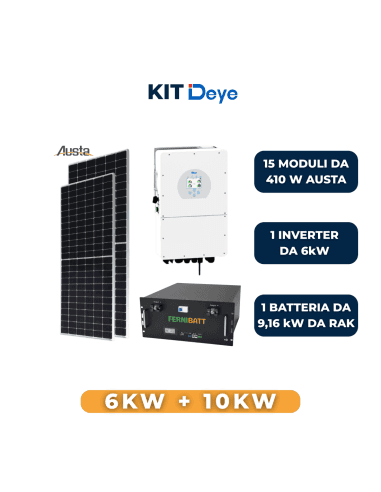 Kit Fotovoltaico Deye 6kW con 6,15kWp e Batteria 9,6kWh image